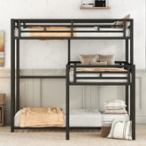 Bellemave® Twin over Twin & Twin L - shaped Metal Triple Bunk Bed - Bellemave